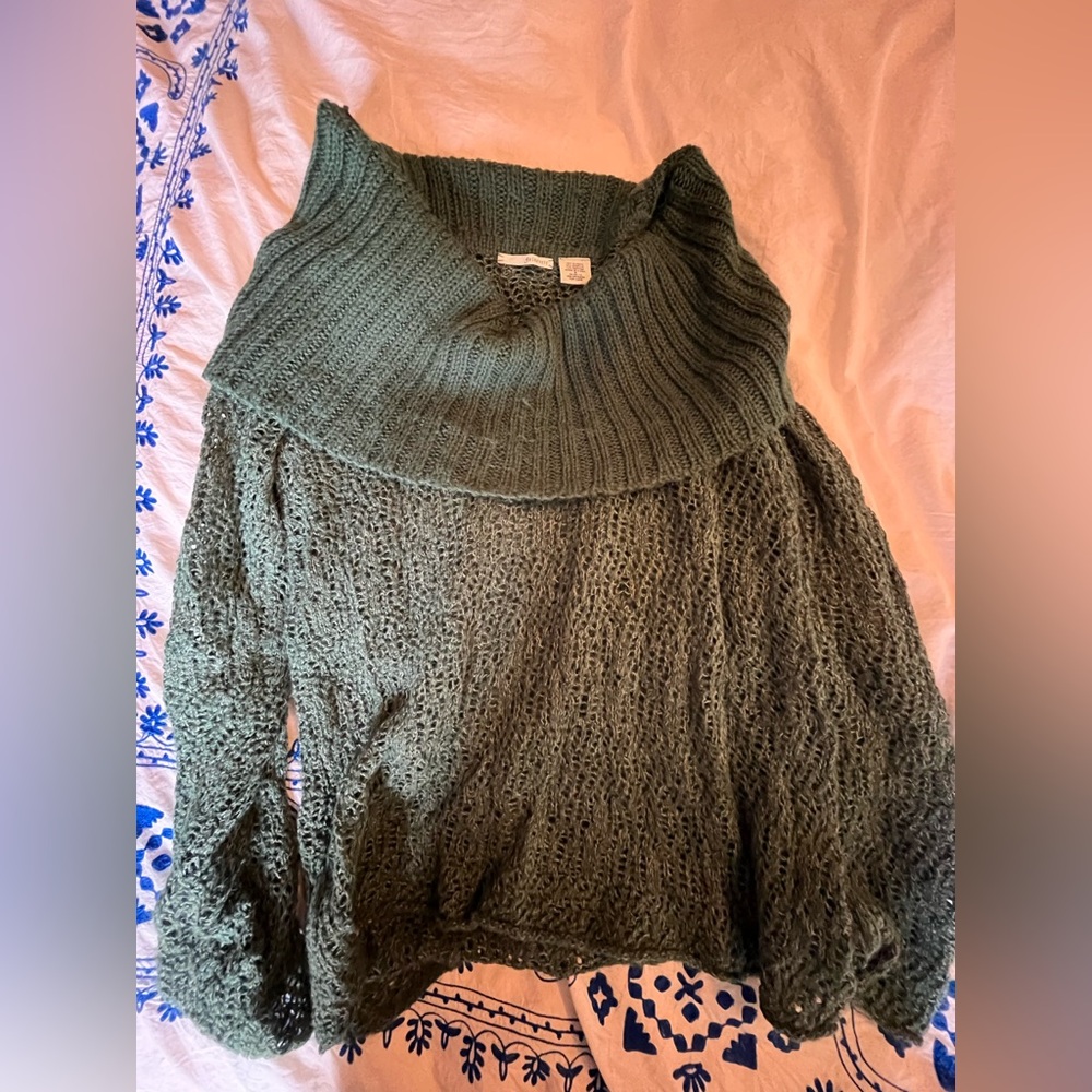 Anthropologie Guinevere Green Cowl Neck sweater Medium M